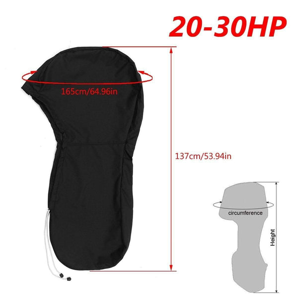 Planet Gates 600D 6-225HP Boat Full Motor Cover Outboard Engine Protector for 6-225HP Boat Motors Black Waterproof