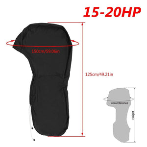 Planet Gates 600D 6-225HP Boat Full Motor Cover Outboard Engine Protector for 6-225HP Boat Motors Black Waterproof