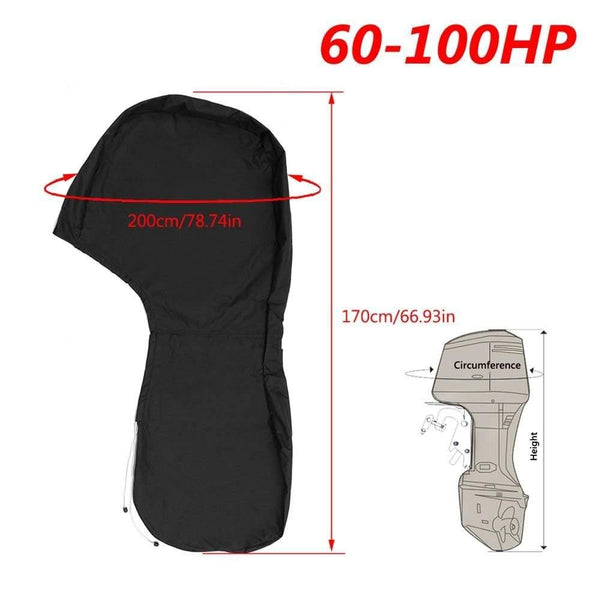 Planet Gates 600D 6-225HP Boat Full Motor Cover Outboard Engine Protector for 6-225HP Boat Motors Black Waterproof
