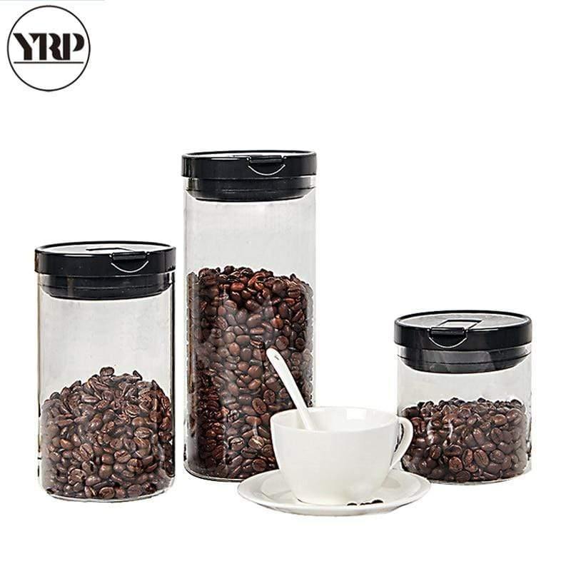 600ML/900ML/1200ML Korean Glass Coffee Beans Jars For Spices Food Storage Transparent Tea/Sugar Box Kitchen Containers
