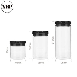 600ML/900ML/1200ML Korean Glass Coffee Beans Jars For Spices Food Storage Transparent Tea/Sugar Box Kitchen Containers