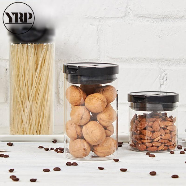 600ML/900ML/1200ML Korean Glass Coffee Beans Jars For Spices Food Storage Transparent Tea/Sugar Box Kitchen Containers
