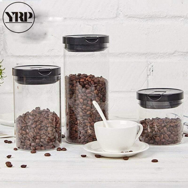 600ML/900ML/1200ML Korean Glass Coffee Beans Jars For Spices Food Storage Transparent Tea/Sugar Box Kitchen Containers