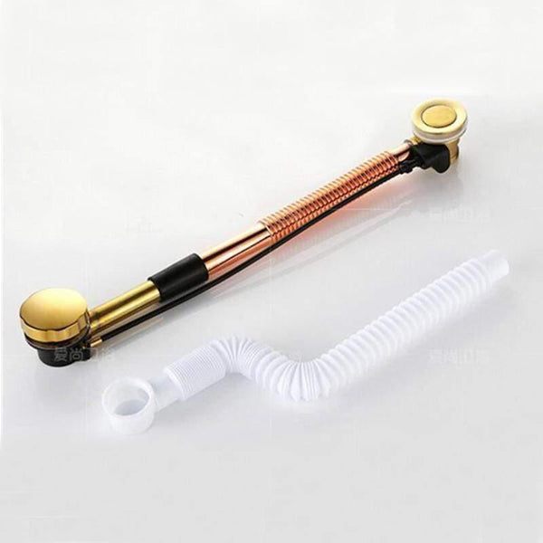 600mm Length Gold Plated Solid Brass Bathroom Bathtub Drainer Bathtub Accessories Bathtub Drainer
