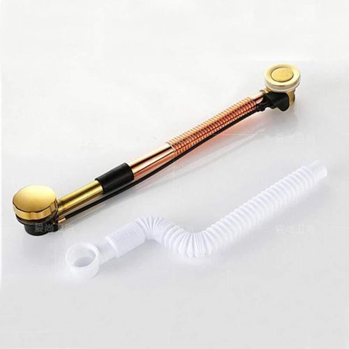 600mm Length Gold Plated Solid Brass Bathroom Bathtub Drainer Bathtub Accessories Bathtub Drainer