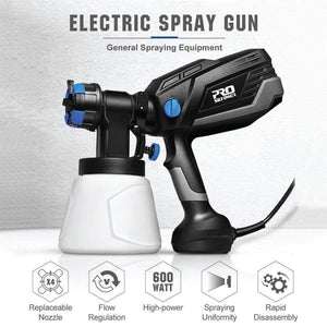 600W Electric Spray Gun HVLP Home Paint Sprayer 1000ml Capacity 4 Nozzle Sizes Flow Control Airbrush Easy Spraying