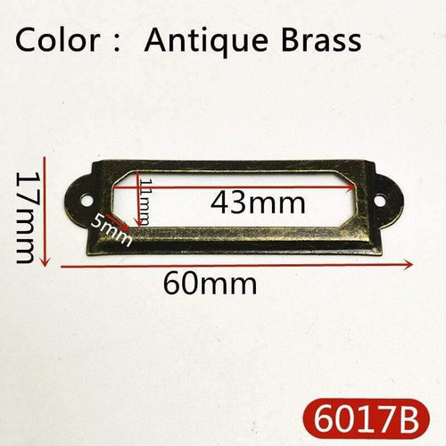 10pcs Label Pull Frame Antique Brass Golden Medicine Drawer File Name Card Holder Furniture Hardware Accessories