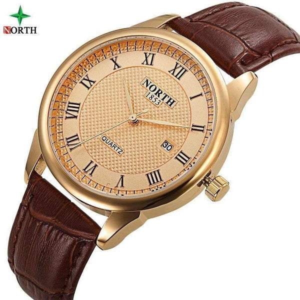 Planet Gates 6019MGold Men Watch Fashion Male Wristwatch Luxury Brand 30M Waterproof Genuine Leather Casual Clock Military Quartz Business Watch