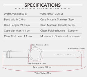 Planet Gates 6019MGold Men Watch Fashion Male Wristwatch Luxury Brand 30M Waterproof Genuine Leather Casual Clock Military Quartz Business Watch