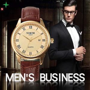 Planet Gates 6019MGold Men Watch Fashion Male Wristwatch Luxury Brand 30M Waterproof Genuine Leather Casual Clock Military Quartz Business Watch