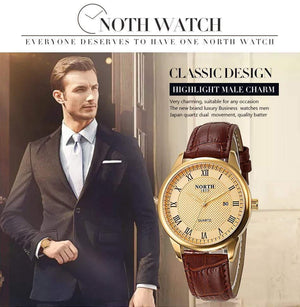 Planet Gates 6019MGold Men Watch Fashion Male Wristwatch Luxury Brand 30M Waterproof Genuine Leather Casual Clock Military Quartz Business Watch