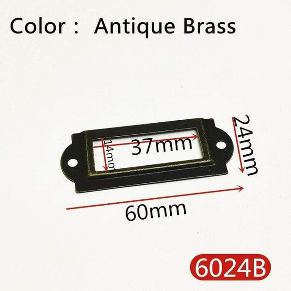 10pcs Label Pull Frame Antique Brass Golden Medicine Drawer File Name Card Holder Furniture Hardware Accessories