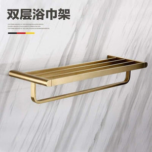 Planet Gates 60cm towel rack Gold Bathroom Hardware Set Bathrom Shower Shelf Wall Mounted Corner Shelf Organizer 304 Stainless Steel Brushed