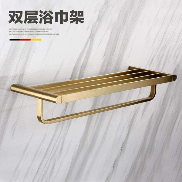 Planet Gates 60cm towel rack Gold Bathroom Hardware Set Bathrom Shower Shelf Wall Mounted Corner Shelf Organizer 304 Stainless Steel Brushed