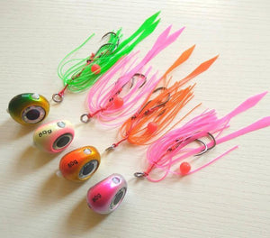Planet Gates 60g 4pcs 1 4pcs 135g/100g/80g/60g/40g Pesca Slider Snapper/Sea bream Jig head with skirt  lead jig jigging lure free shipping