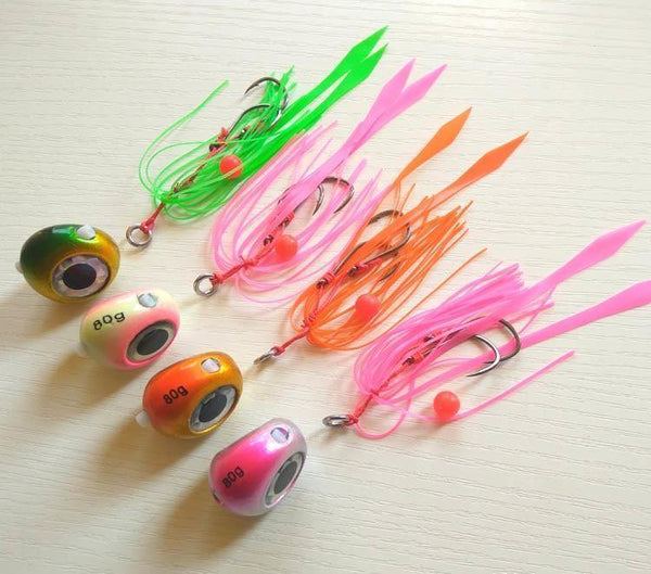 Planet Gates 60g 4pcs 1 4pcs 135g/100g/80g/60g/40g Pesca Slider Snapper/Sea bream Jig head with skirt  lead jig jigging lure free shipping