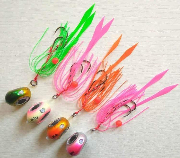 Planet Gates 60g 4pcs 1 4pcs 135g/100g/80g/60g/40g Pesca Slider Snapper/Sea bream Jig head with skirt  lead jig jigging lure free shipping