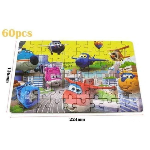 Planet Gates 60pcs B10 60pcs/100pcs Cartoon Super Wings Wooden Puzzle Toy 3D Puzzle Iron Box Package for Child Educational Montessori Wooden Toys