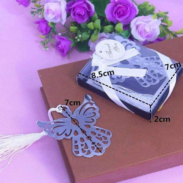 Planet Gates 60PCS Party Favor  Angel Silver Metal Bookmark Boxed For Baptism Baby Bridal Shower Christening Wedding Favours Bomboniere