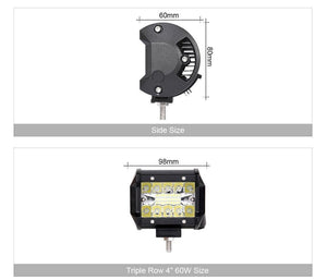 Planet Gates 60W Combo Beam x1 60W 120W 180W 4x4 Offroad Led Light Bar For Cars Combo Beams Off road SUV ATV Tractor Boat Trucks Excavator 12V 24V Work Lights