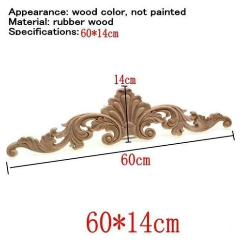 Planet Gates 60x14cm Natural Oak Wood Carved Applique Furniture Decorative Figurine Miniatures Model Home Decoration Accessories