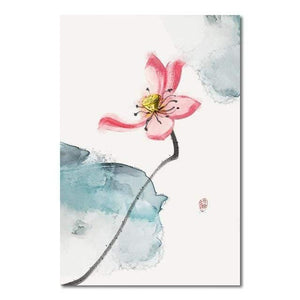 Pink Lotus Poster Chinese Style Elegant Canvas Flower Wall Art Hd Print Painting Home Decoration For Gallery Living Room