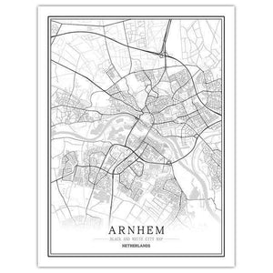 Netherlands Black White World City Map Poster Nordic Living Room Amsterdam Breda Wall Art Pictures Home Decor Canvas Painting