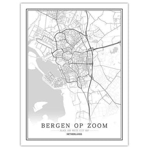Netherlands Black White World City Map Poster Nordic Living Room Amsterdam Breda Wall Art Pictures Home Decor Canvas Painting