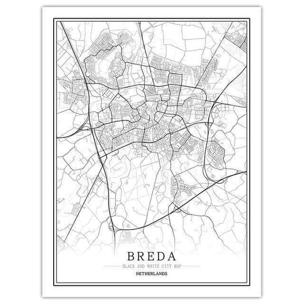 Netherlands Black White World City Map Poster Nordic Living Room Amsterdam Breda Wall Art Pictures Home Decor Canvas Painting