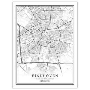 Netherlands Black White World City Map Poster Nordic Living Room Amsterdam Breda Wall Art Pictures Home Decor Canvas Painting