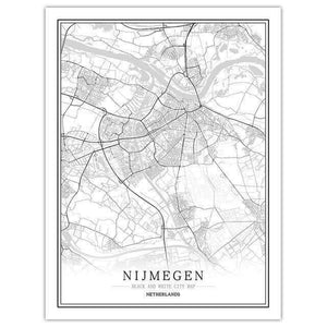 Netherlands Black White World City Map Poster Nordic Living Room Amsterdam Breda Wall Art Pictures Home Decor Canvas Painting