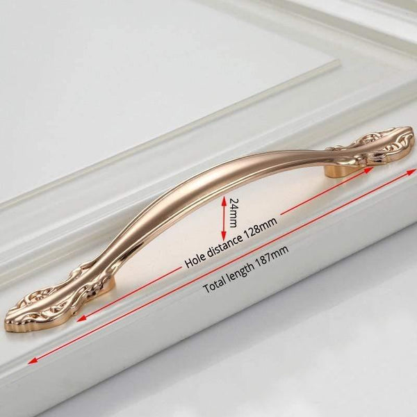 Champagne Gold Door Handles Zinc Alloy Cabinet Handle Drawer Knobs European Wardrobe Pulls Kitchen Handle Furniture Hardware