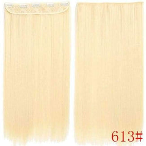 Planet Gates #613 / 22inches 22Inch Long Straight Synthetic Clip in Hair Extension Heat Resistant 5 Clip Hairpiece Black Blonde Brown Synthetic Hair