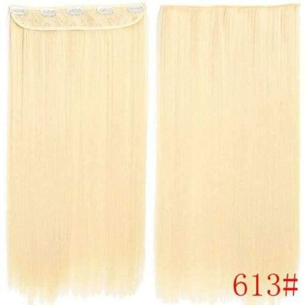 Planet Gates #613 / 22inches 22Inch Long Straight Synthetic Clip in Hair Extension Heat Resistant 5 Clip Hairpiece Black Blonde Brown Synthetic Hair
