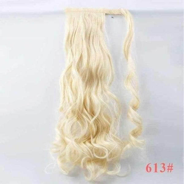 Planet Gates #613 / 22inches / China 22" Long Wave Clip In Hair Tail False Hair Ponytail Hairpiece With Hairpins Synthetic Wig Pony Tail Hair Extensions