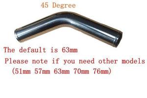 Planet Gates 63MM-45 Degree Universal 2.5inch Aluminum Tube 51/57/63/76mm Air Intake Pipe for Racing Car Intercooler Air Intake 0/45/90/180 Degrees L S Type