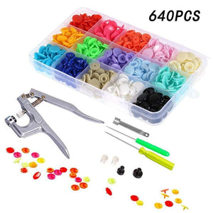 Planet Gates 640PCS Fastener Snap Button with Snaps Pliers Tool Kit 640pcs/1500pcs T5 Plastic Resin Snap Button Press Stud Cloth Sewing Tool