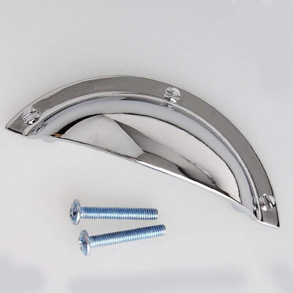 64mm Modern Simple Shiny Silver Cup Shell Drawer Cabinet Pulls Knobs 2.5" Bright Chrome Dresser Cupboard Handle Knob