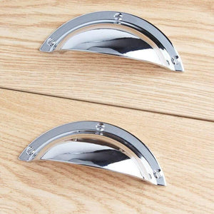 64mm Modern Simple Shiny Silver Cup Shell Drawer Cabinet Pulls Knobs 2.5" Bright Chrome Dresser Cupboard Handle Knob