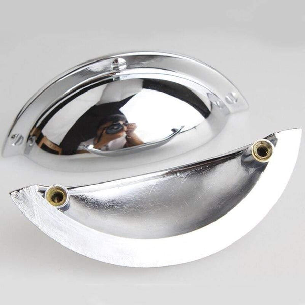64mm Modern Simple Shiny Silver Cup Shell Drawer Cabinet Pulls Knobs 2.5" Bright Chrome Dresser Cupboard Handle Knob