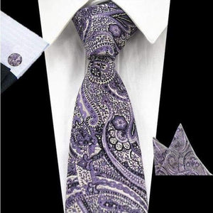 Planet Gates 65 RBOCOTT New Men's 8cm Classic Ties Novelty Geometric Silk Tie Hanky Cufflinks Plaid Necktie Sets For Men Business Wedding Party