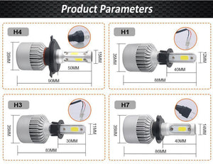 Planet Gates 6500K / 8000LM 2 Pcs / H1 LED 4300K S2 H4 H7 H1 COB LED Headlight Bulbs H11 H13 12V 9005 9006 H3 9004 9007 9012 72W 8000LM Car LED lamp 3000K 8000K 6500K
