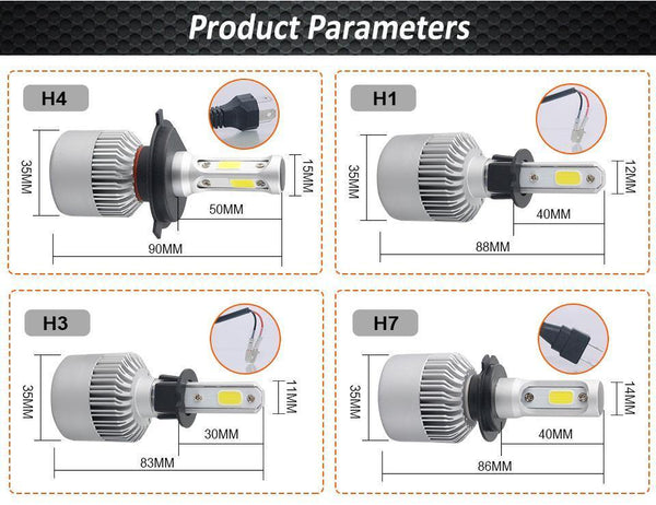 Planet Gates 6500K / 8000LM 2 Pcs / H1 LED 4300K S2 H4 H7 H1 COB LED Headlight Bulbs H11 H13 12V 9005 9006 H3 9004 9007 9012 72W 8000LM Car LED lamp 3000K 8000K 6500K