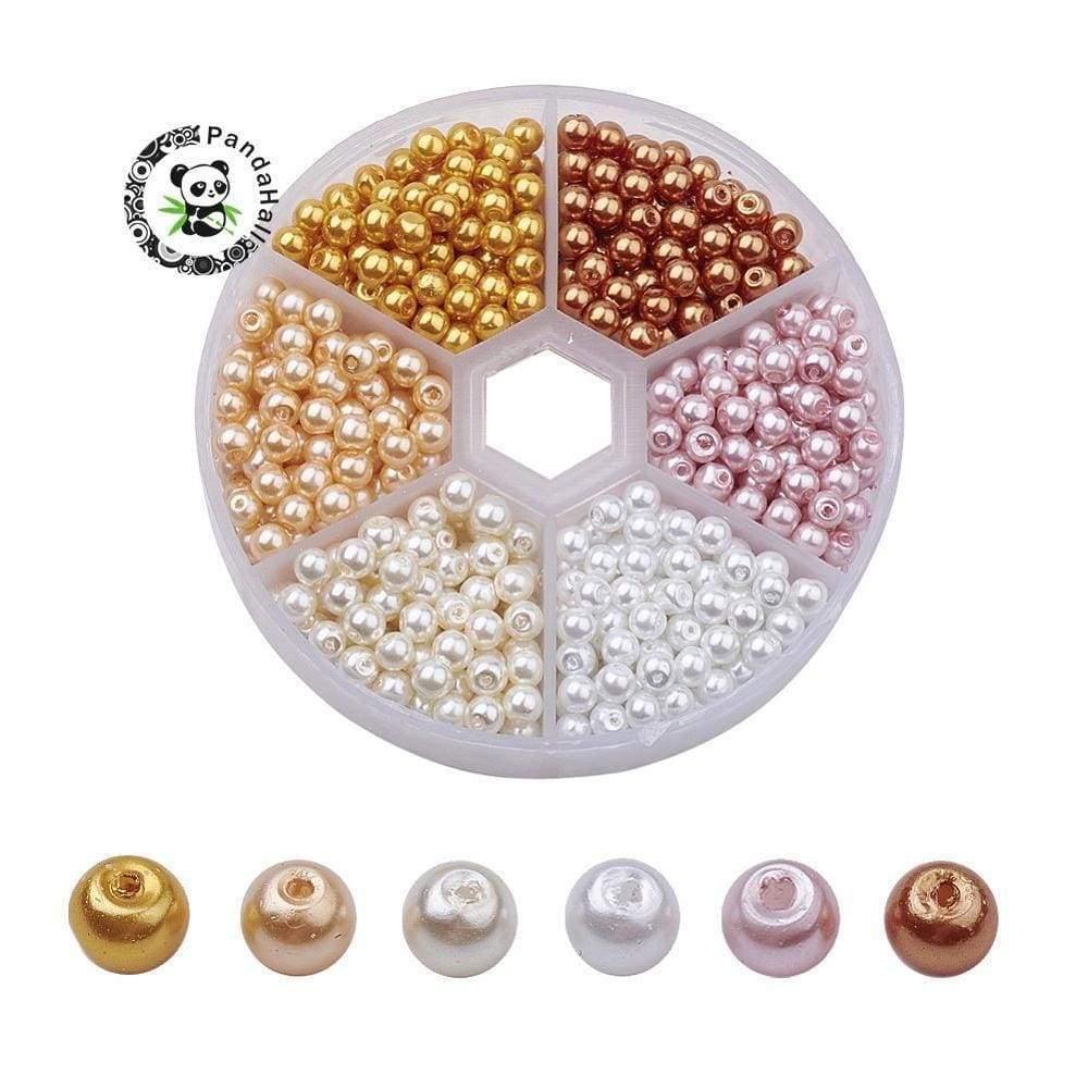 Planet Gates 650pcs/Box 4mm Pearlized Round Beads Mixed Color Glass Pearl Bead Sets for Jewelry Making DIY necklace bracelet Hole: 1mm