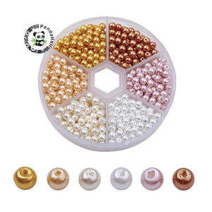 Planet Gates 650pcs/Box 4mm Pearlized Round Beads Mixed Color Glass Pearl Bead Sets for Jewelry Making DIY necklace bracelet Hole: 1mm