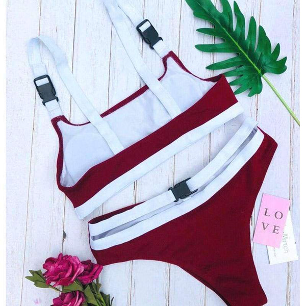 Planet Gates 6576 / S Patchwork Color Bikini Buckle Split Swimsuit 9 Colors Swim Suit Women Swimwear For Women 2018 Swimsuit Separate Female