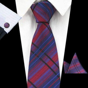 Planet Gates 66 RBOCOTT New Men's 8cm Classic Ties Novelty Geometric Silk Tie Hanky Cufflinks Plaid Necktie Sets For Men Business Wedding Party