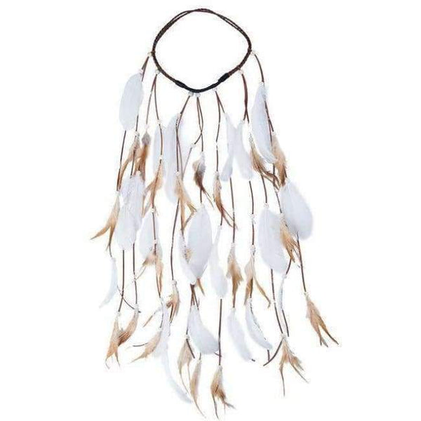 Planet Gates 67 Feather Rope Crown AWAYTR 2018 Boho White Elastic Gypsy Festival Head Band for Women Fashion Indian Hair Accessories