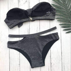 Planet Gates 6776 / L Split High Waist Bikini Swimsuit Female Two Piece Set Swimming Suit Crisscross Swimsuit Bandage For Women