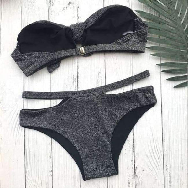 Planet Gates 6776 / L Split High Waist Bikini Swimsuit Female Two Piece Set Swimming Suit Crisscross Swimsuit Bandage For Women